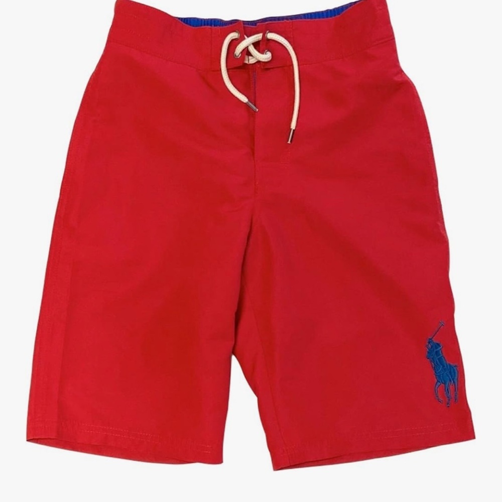 NWT Polo Ralph Lauren Red Swim Shorts with Navy Pony L(12-14)